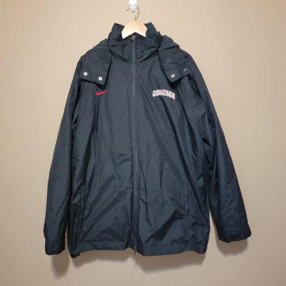 Gonzaga Bulldogs Nike Hooded Jacket Mens Black Red Fleece Lined Size XXL